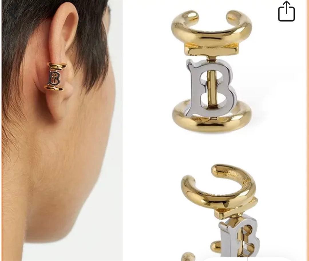 本日限定 コメント頂いた方13800円に。BURBERRYイヤーカフ Bロゴ付き