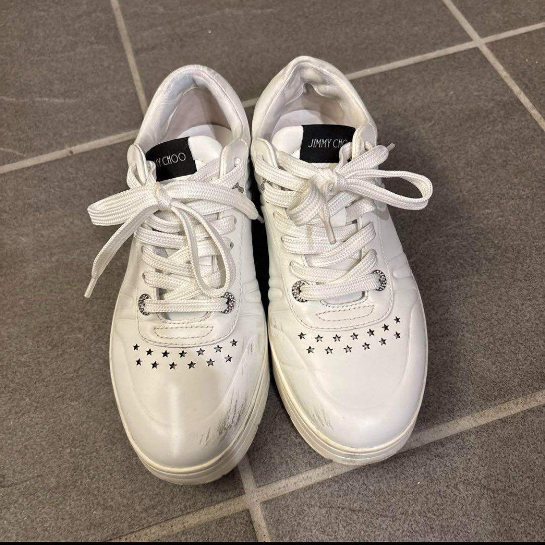 ★JIMMY CHOO★ ジミーチュウ スタースタッズ 白スニーカー 37