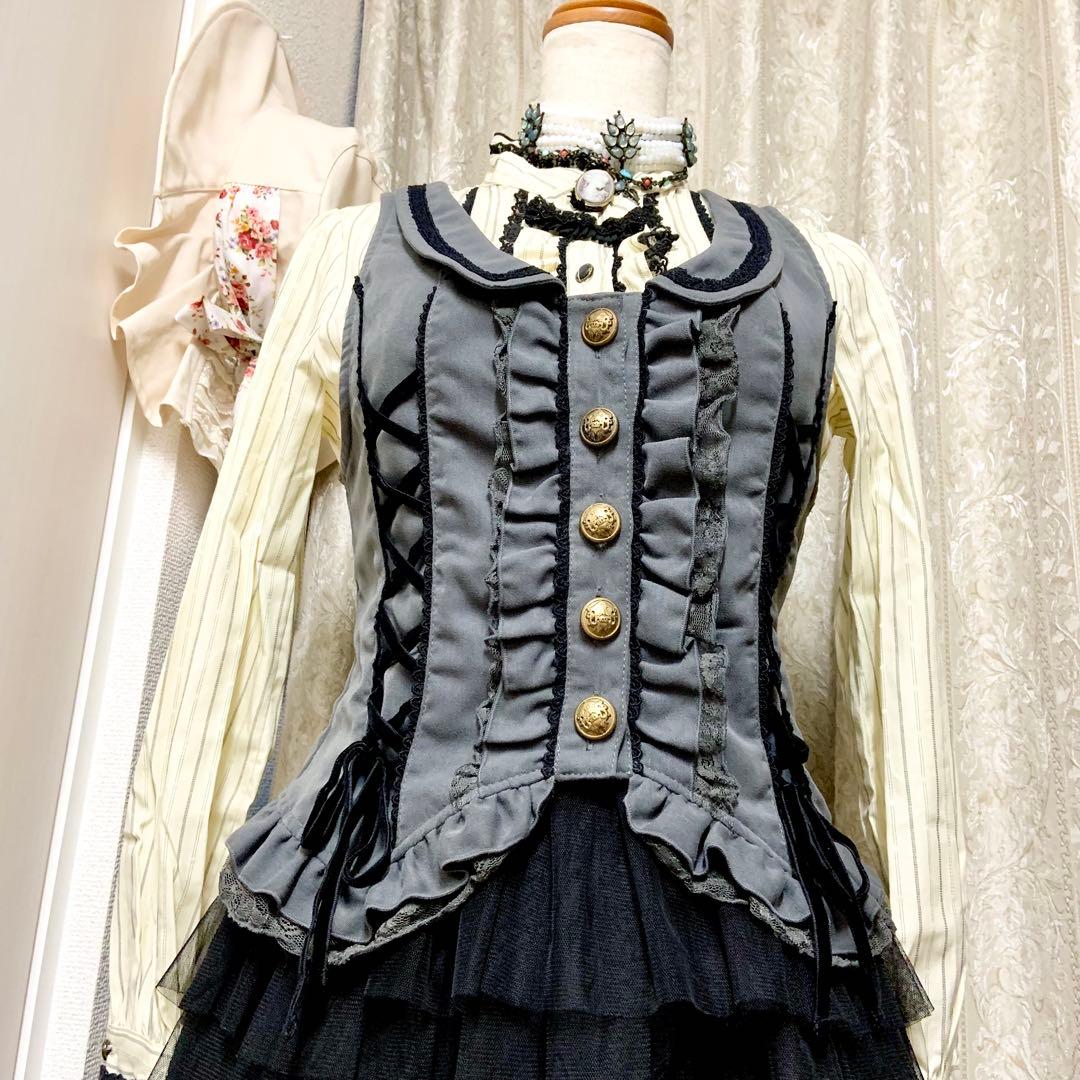 axes femme W編み上げベスト　グレー　クラロリ　Y2K 森ガール　新品