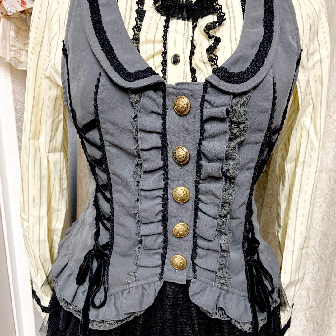 axes femme W編み上げベスト　グレー　クラロリ　Y2K 森ガール　新品