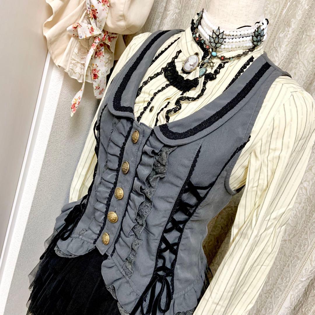 axes femme W編み上げベスト　グレー　クラロリ　Y2K 森ガール　新品