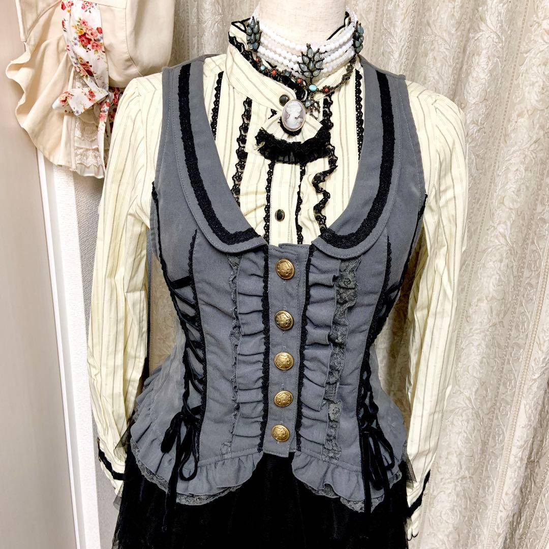 axes femme W編み上げベスト　グレー　クラロリ　Y2K 森ガール　新品