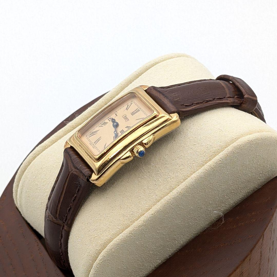 【新品電池】Obrey オブレイレディース タンク時計 レザー ベルト ゴールド