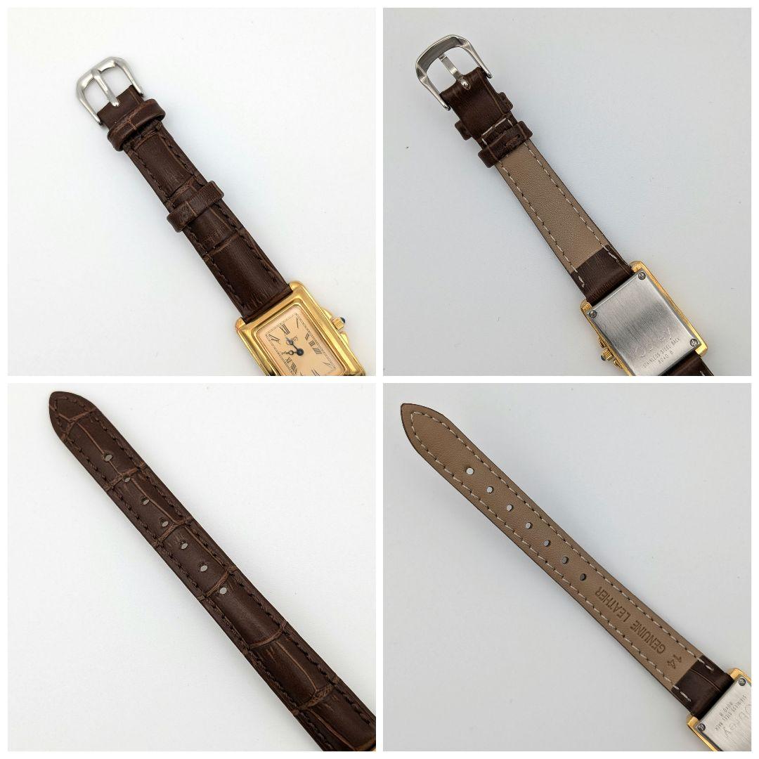 【新品電池】Obrey オブレイレディース タンク時計 レザー ベルト ゴールド