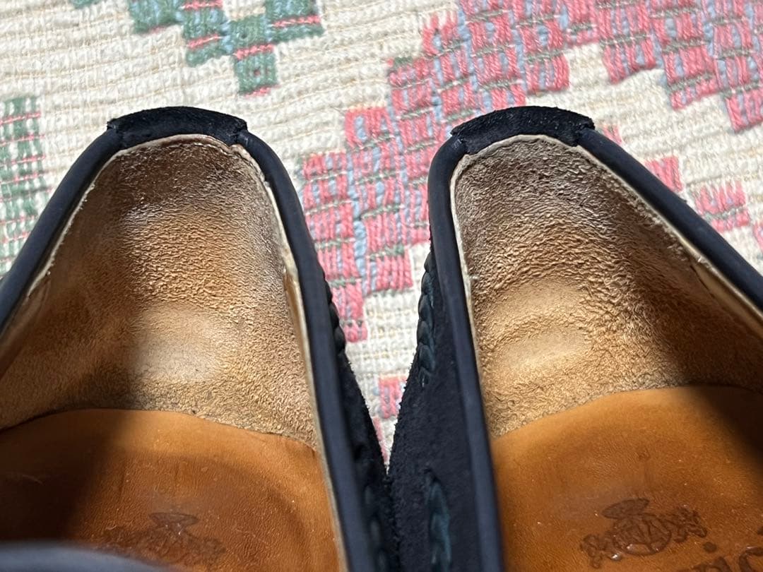 中古Berwickネイビー スエード タッセルローファーUK7 バーウィック