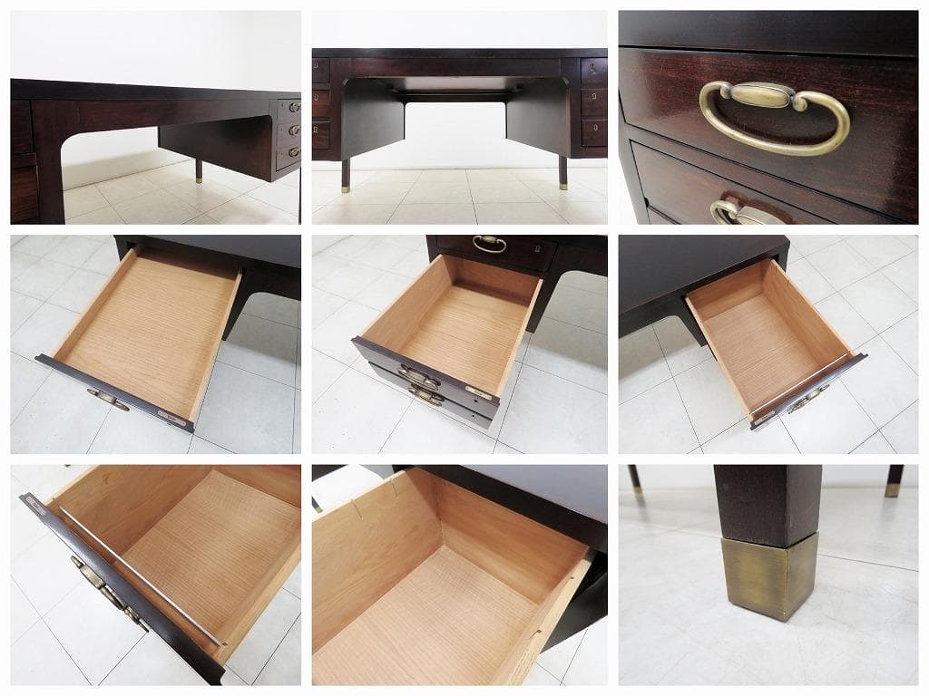 ヒッコリーチェア デスク 両袖机 マホガニー材 エグゼクティブ プレジデント