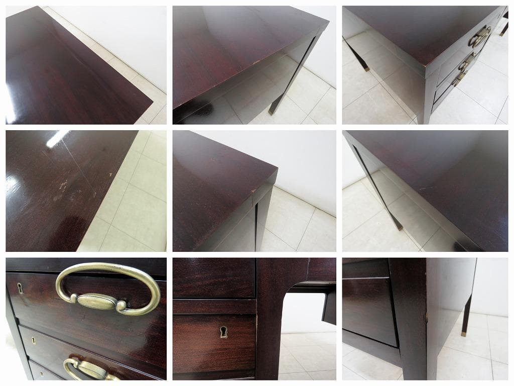 ヒッコリーチェア デスク 両袖机 マホガニー材 エグゼクティブ プレジデント