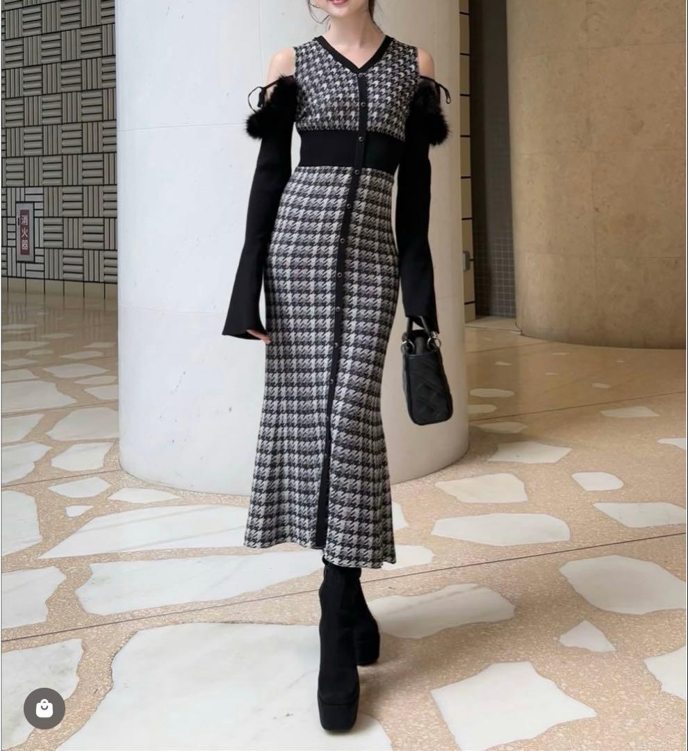 rienda many way フェイクファージャガードニットワンピース