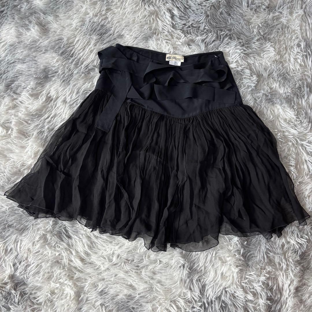 Blumarine ブルマリン シフォンスカート ブラック シルク イタリア