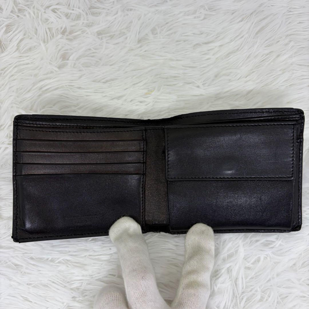 付属品完品✨サンローラン　二つ折り　小銭入れ　金ロゴ　レザー　ブラック