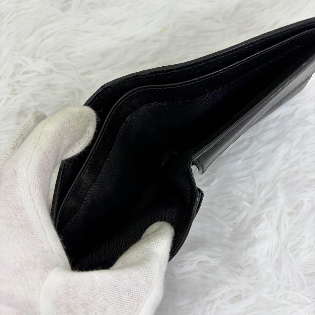 付属品完品✨サンローラン　二つ折り　小銭入れ　金ロゴ　レザー　ブラック