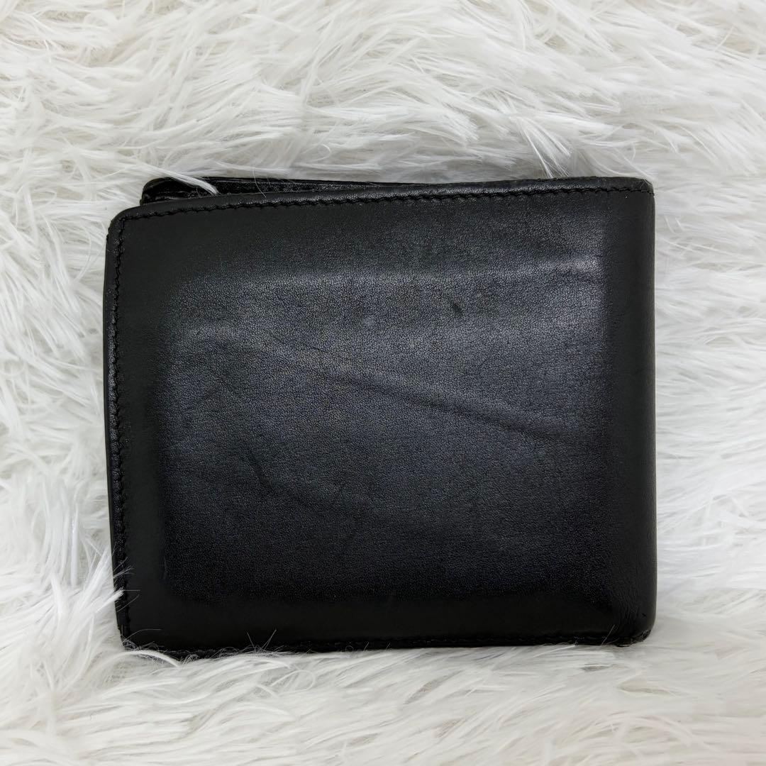 付属品完品✨サンローラン　二つ折り　小銭入れ　金ロゴ　レザー　ブラック
