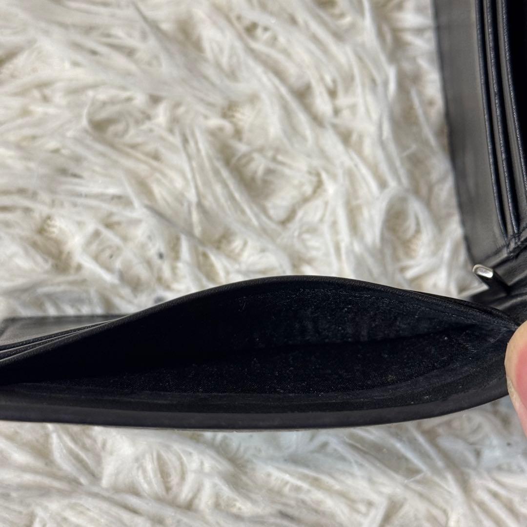 【美品】サンローラン　マネークリップ　クロコ型押しレザー　ブラック　折り財布