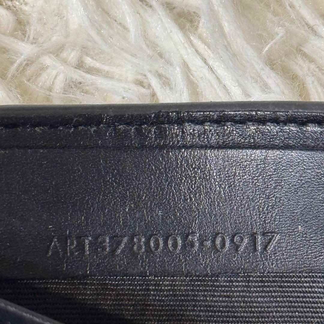 【美品】サンローラン　マネークリップ　クロコ型押しレザー　ブラック　折り財布