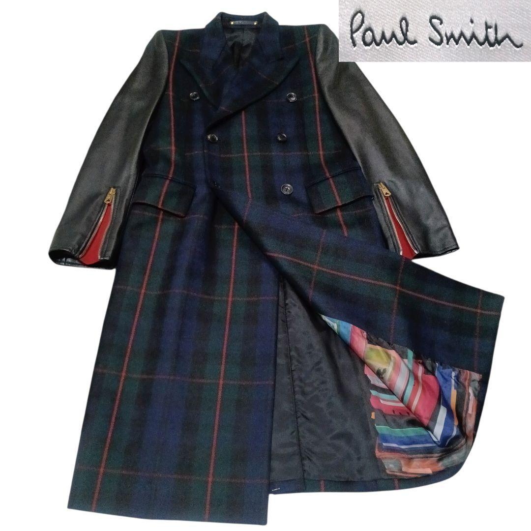 ✨Paul Smith 18AW ラムレザー切替 ダブルブレストチェスターコート