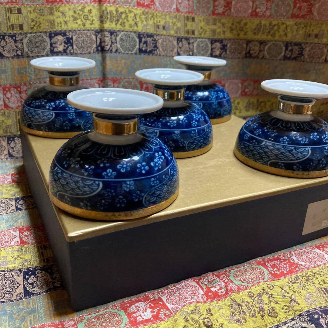 //はっちゃん// 前畑陶器「金祥瑞」高台珍味高6×口8.3×底5.6cm