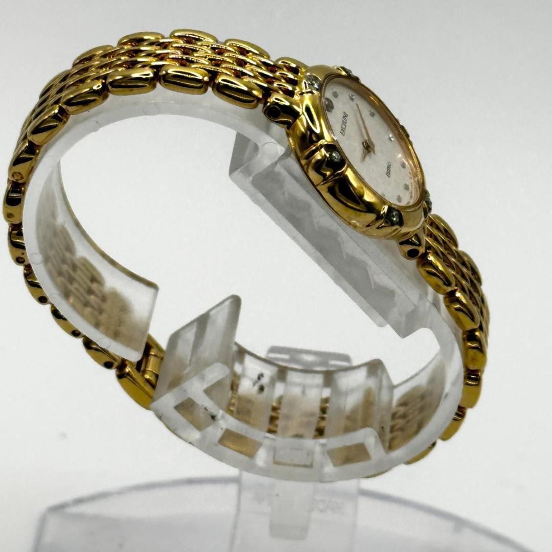 SEIKO　エクセリーヌ ダイヤベゼル レディース クオーツ 腕時計 ゴールド