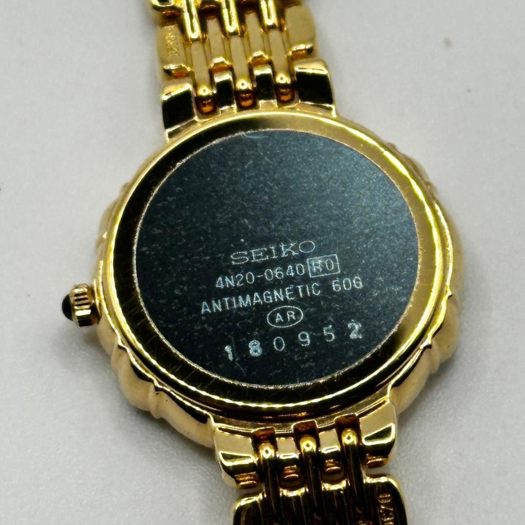 SEIKO　エクセリーヌ ダイヤベゼル レディース クオーツ 腕時計 ゴールド