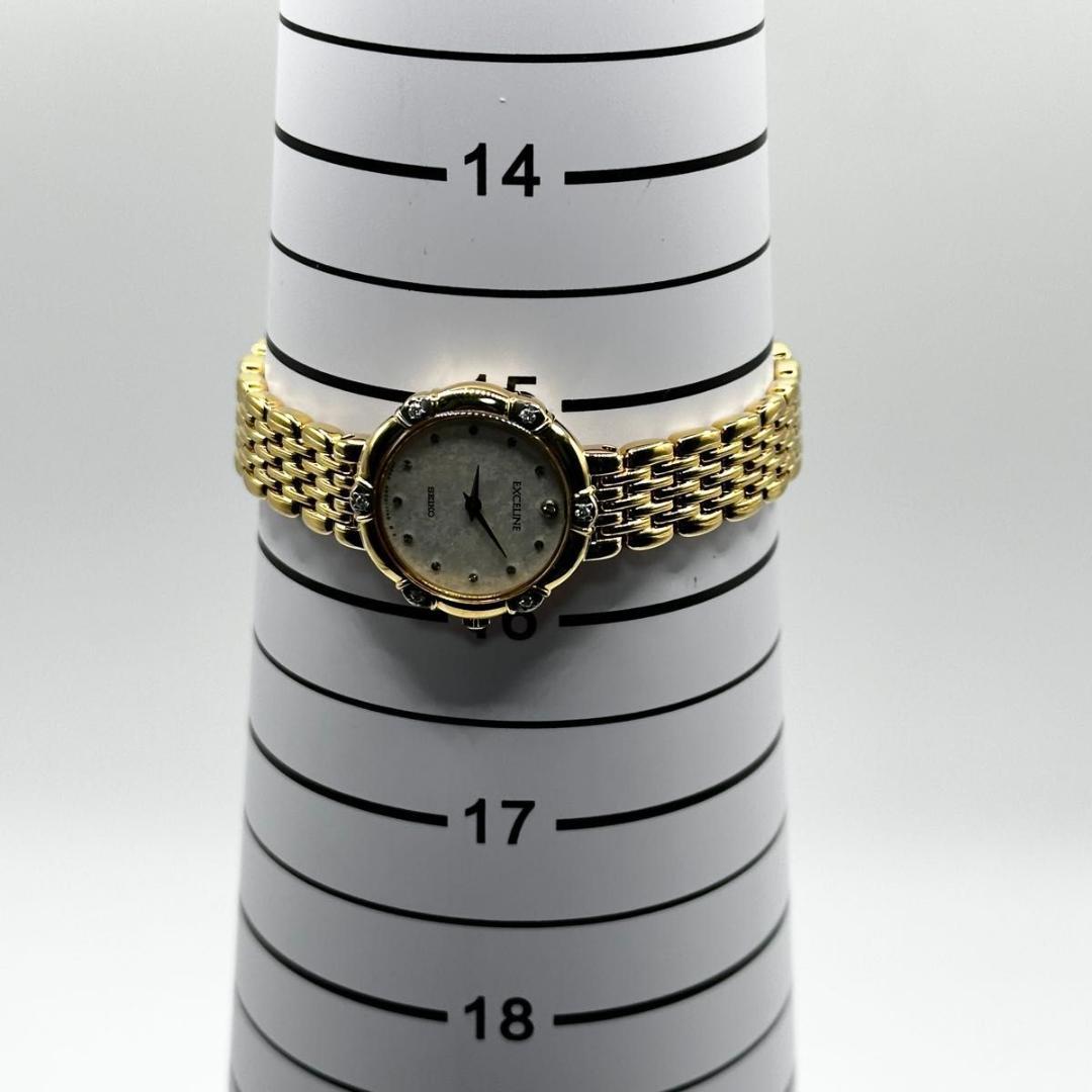 SEIKO　エクセリーヌ ダイヤベゼル レディース クオーツ 腕時計 ゴールド