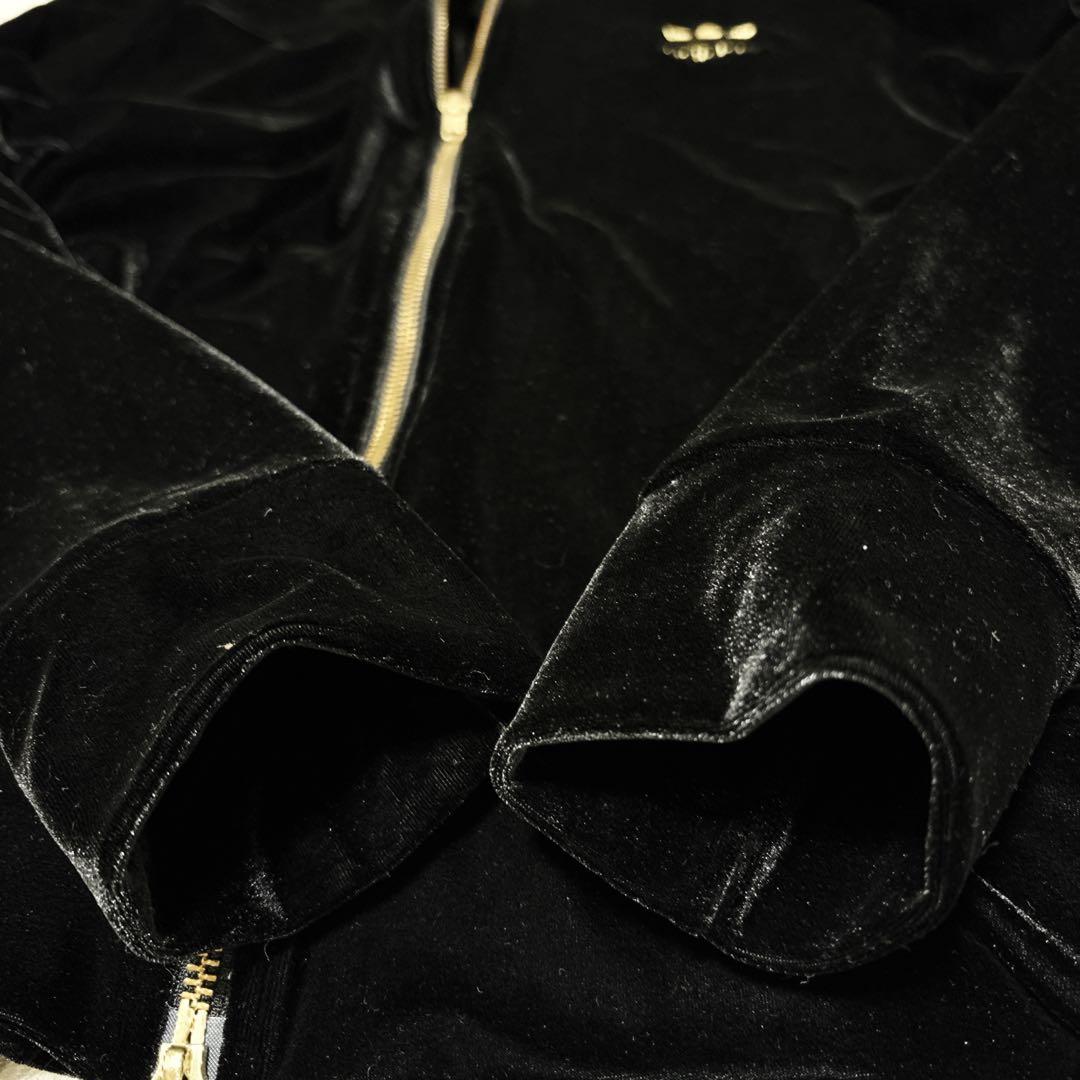 新品級✨adidas ベロア トラックジャケット 金 トレフォイル 黒 L 刺繍