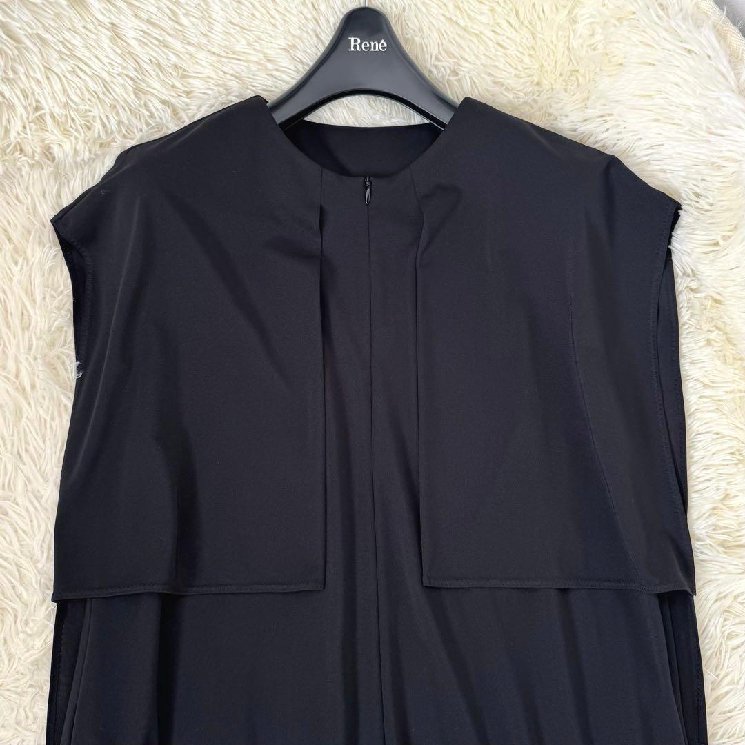 アドーア ドライタッチスムースオールインワンピース 38 レイヤード 黒 ロング