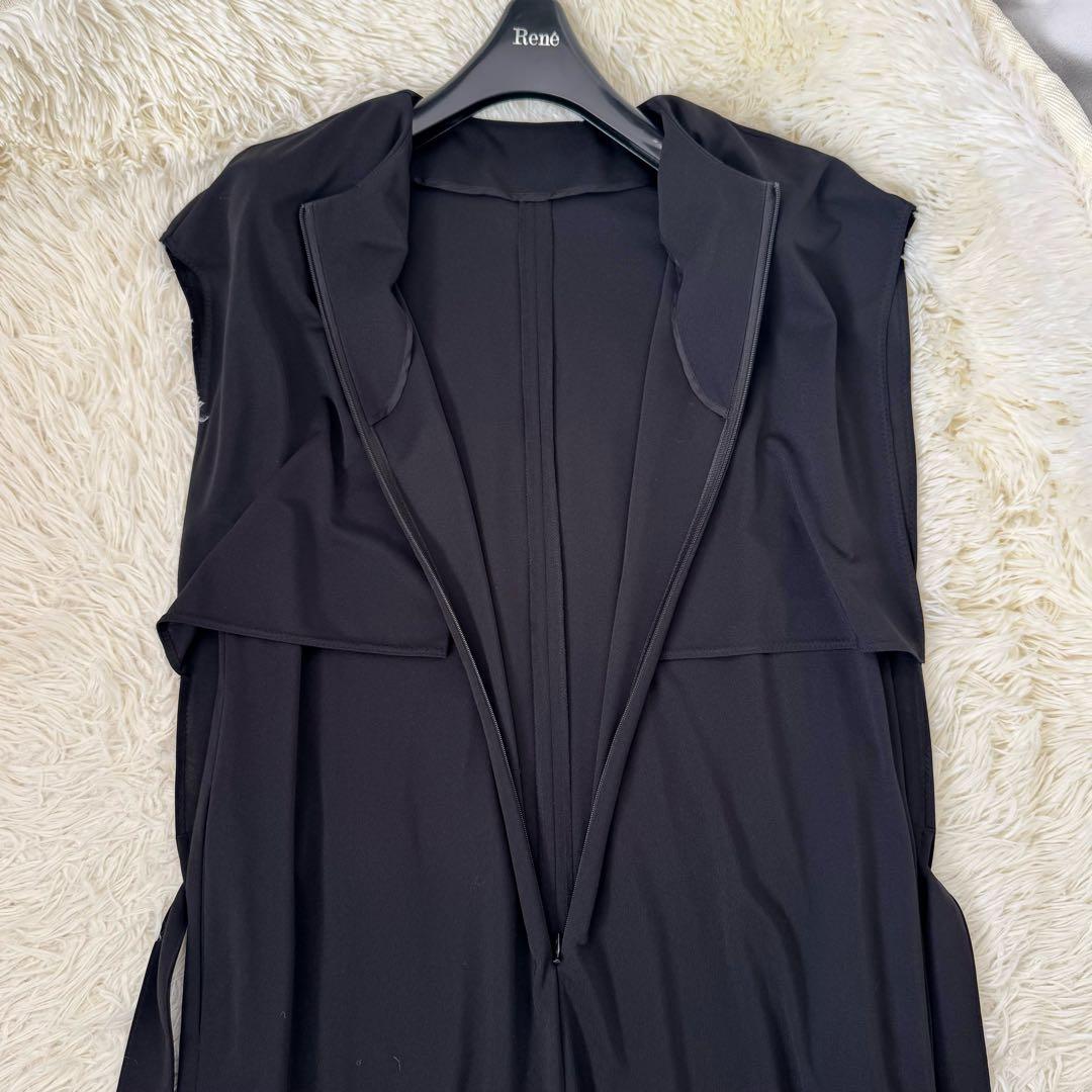 アドーア ドライタッチスムースオールインワンピース 38 レイヤード 黒 ロング