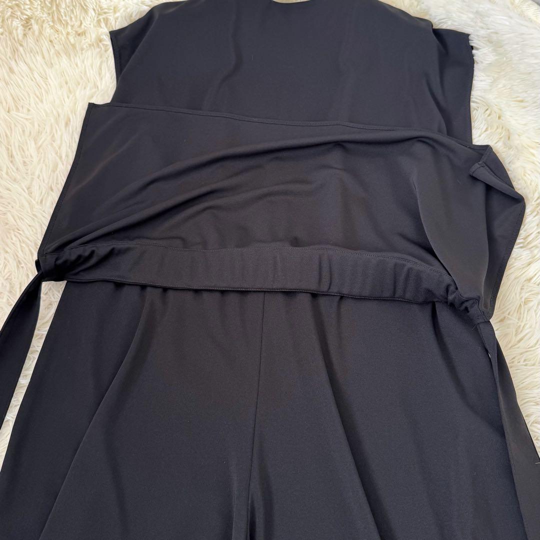 アドーア ドライタッチスムースオールインワンピース 38 レイヤード 黒 ロング