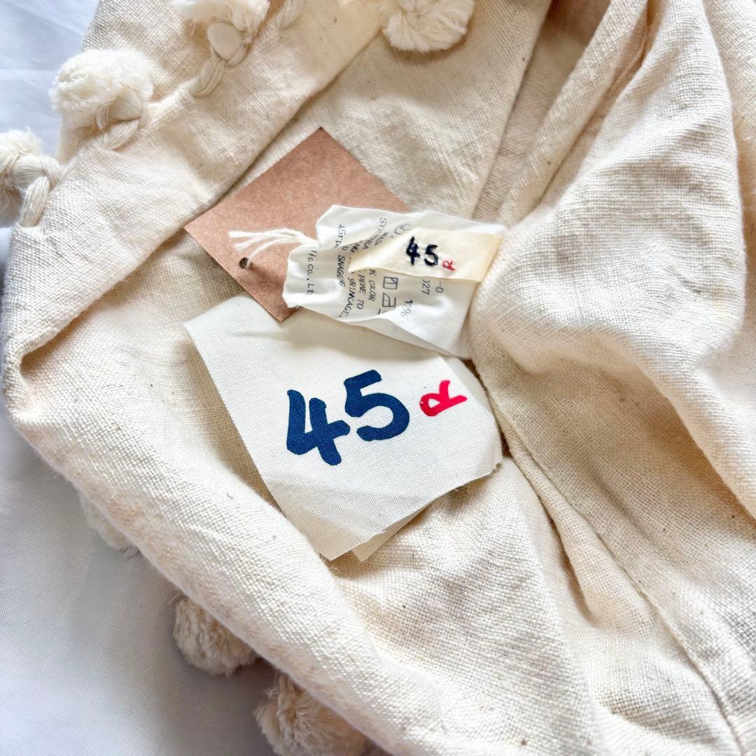 【新品タグ付】　45R カディコットンプルオーバー　R刺繍　コットン　ポンポン