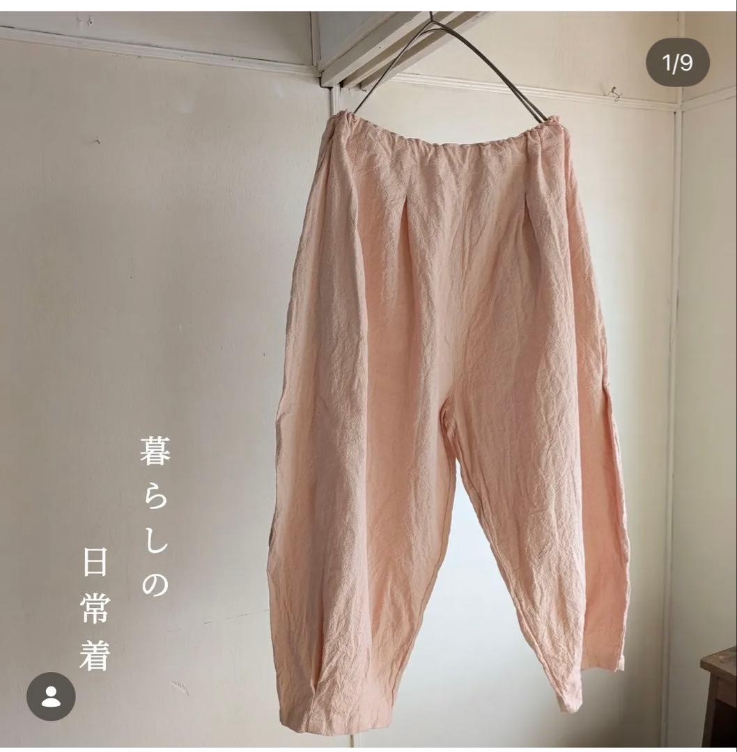 週末限定価格☆cheer札幌 hibi コットンリネン先染めパンツ　薄ピンク