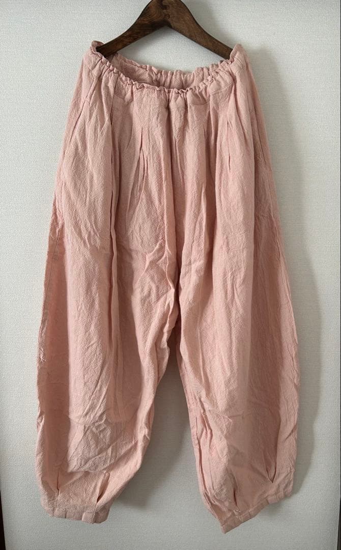 週末限定価格☆cheer札幌 hibi コットンリネン先染めパンツ　薄ピンク