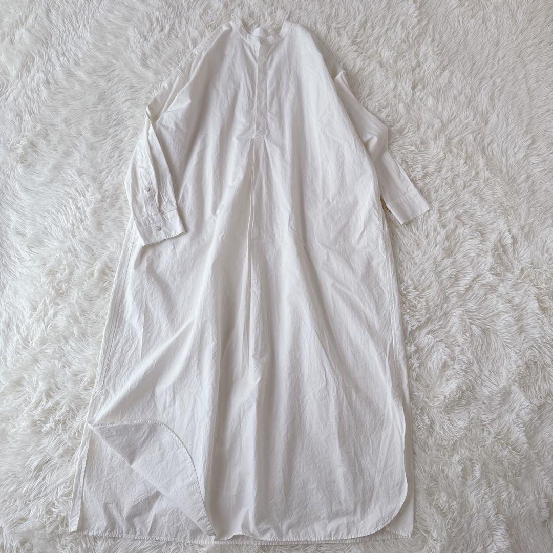 完売品✨美品✨かぐれ コットンシルクシャツワンピース バンドカラー ロング