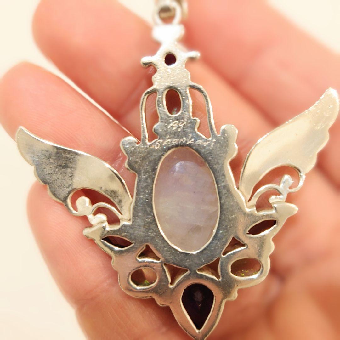 ■シャンカリジュエリー■　ムーンストーン 羽根モチーフ チャーム