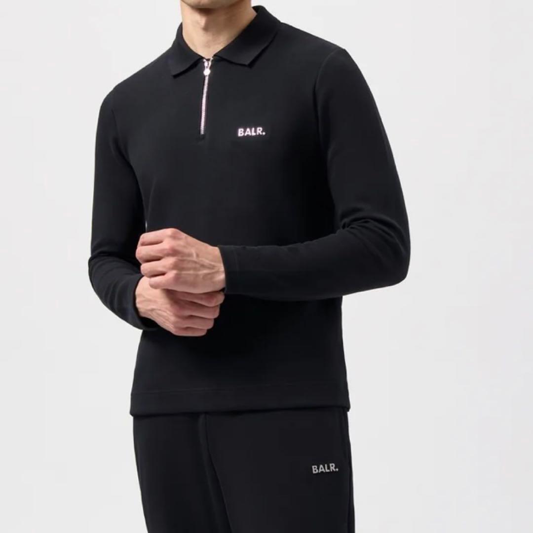 新品 BALR. Q-SERIES レギュラーフィット 長袖ポロシャツ L 黒