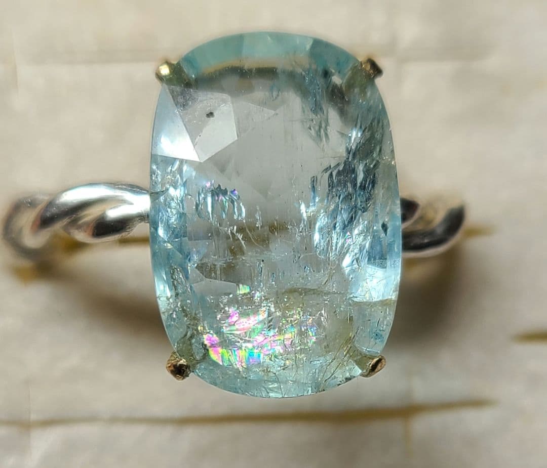 ミラノレインボーインクル入り★非加熱アクアマリン★オーダー