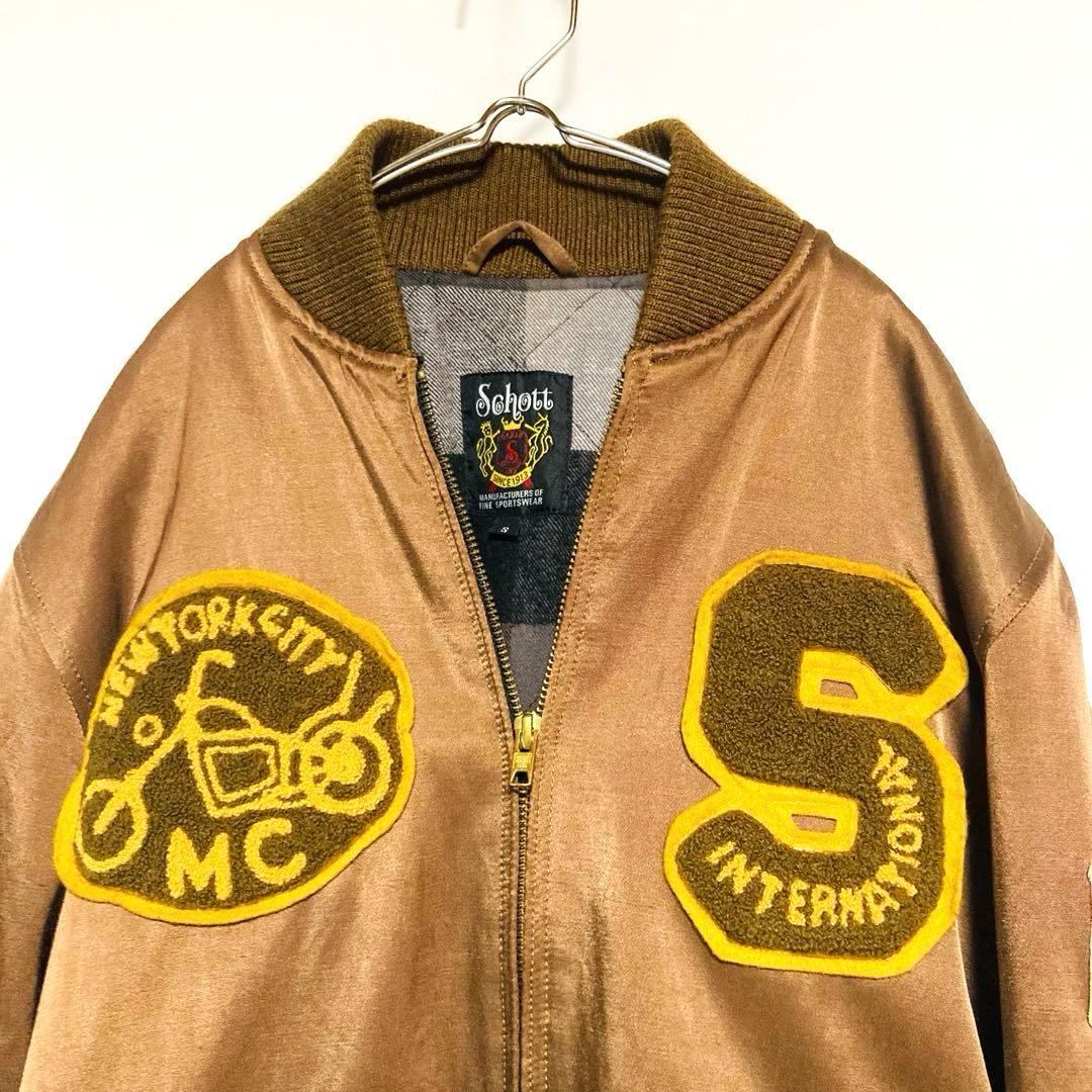 Schott ナイロンツイル フライトジャケット ワッペン 短丈 S（M相当）