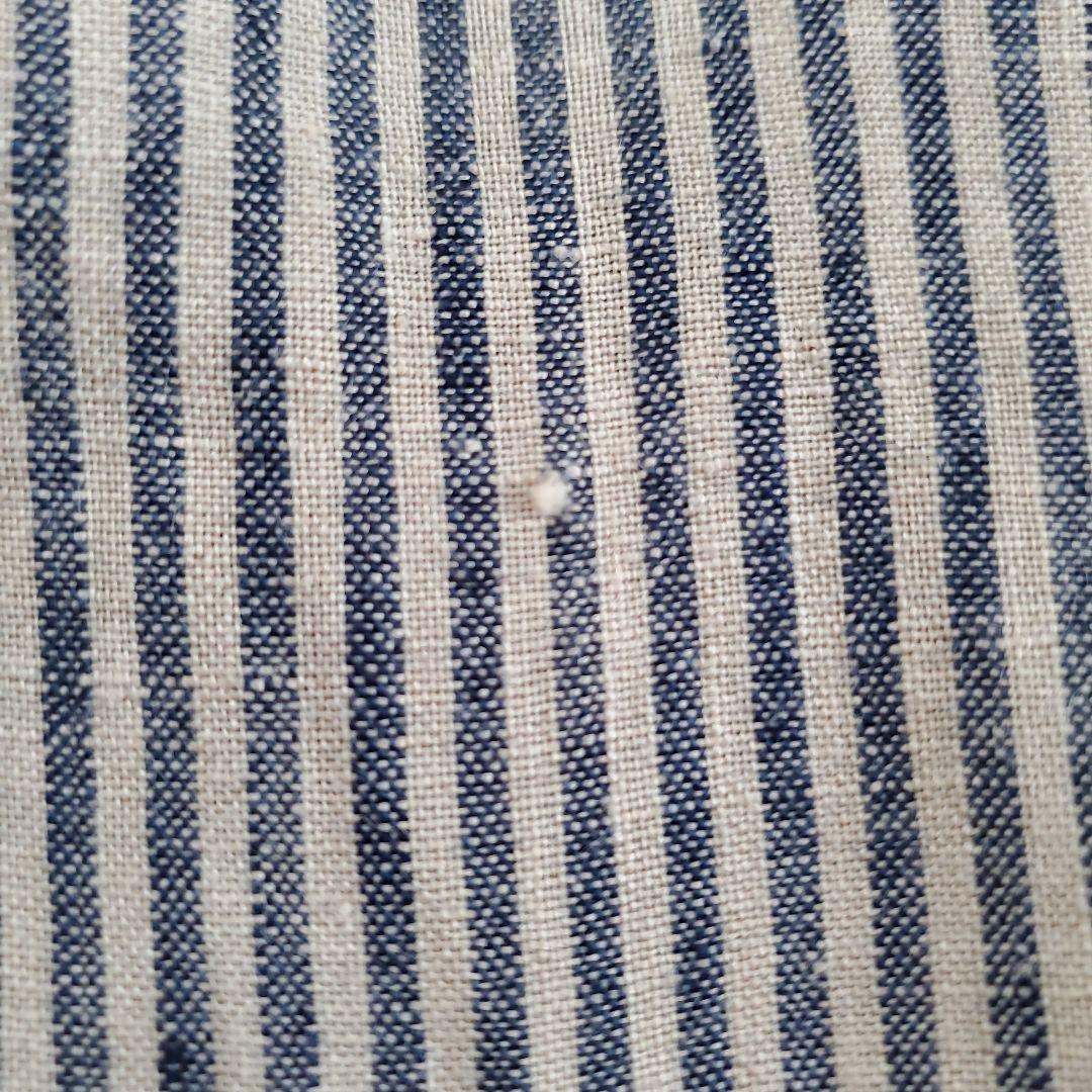 イチアンティークス リネン ストライプオーバーシャツワンピース ベージュ×グレー