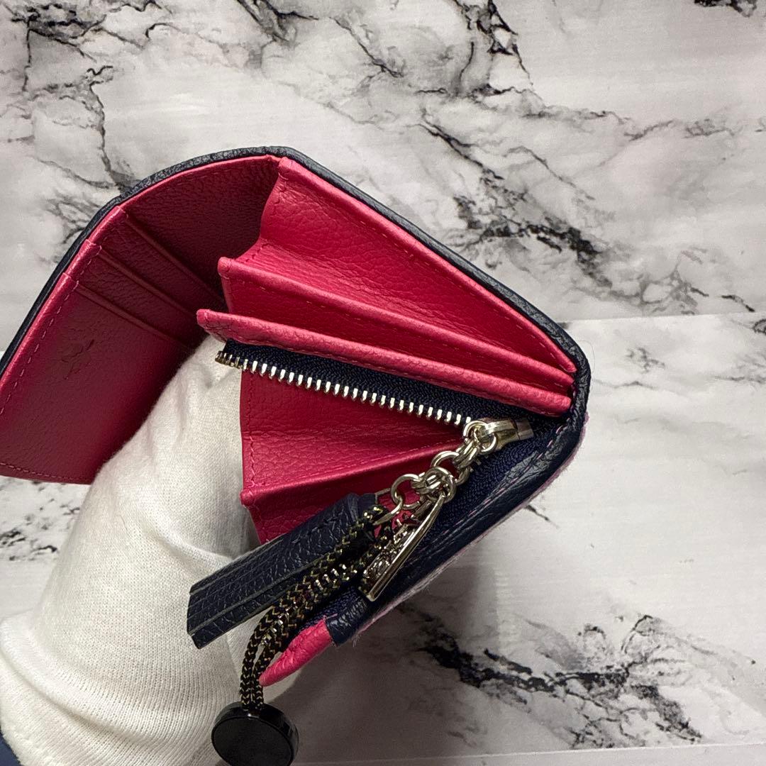 (未使用タグ付)大人気、シンクビー、長財布、L字ジップ、花柄刺繍、ツイード、高級