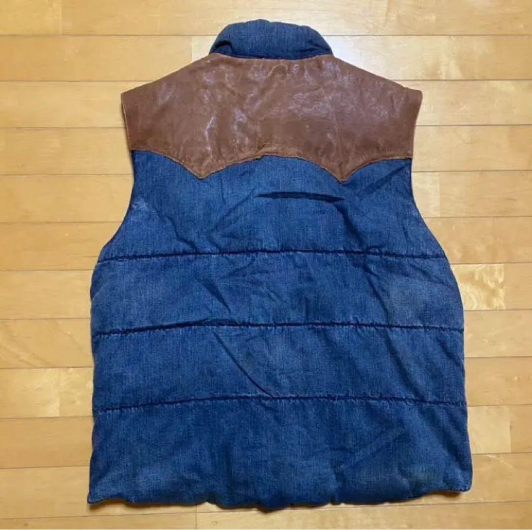 美品　ラルフローレン　ダウンベスト　レザー　デニムベスト　メンズ　L