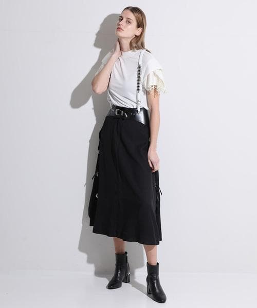 TOGA PULLA トーガプルラ バックルベルト付きスカート ブラック