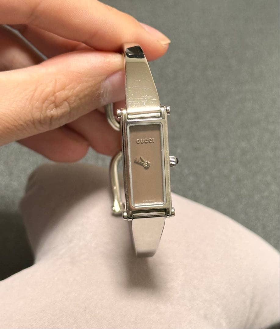 【稼動】 グッチ 腕時計 バングルウォッチ 1500L シルバー ブラウン文字盤