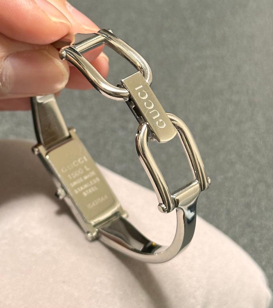 【稼動】 グッチ 腕時計 バングルウォッチ 1500L シルバー ブラウン文字盤