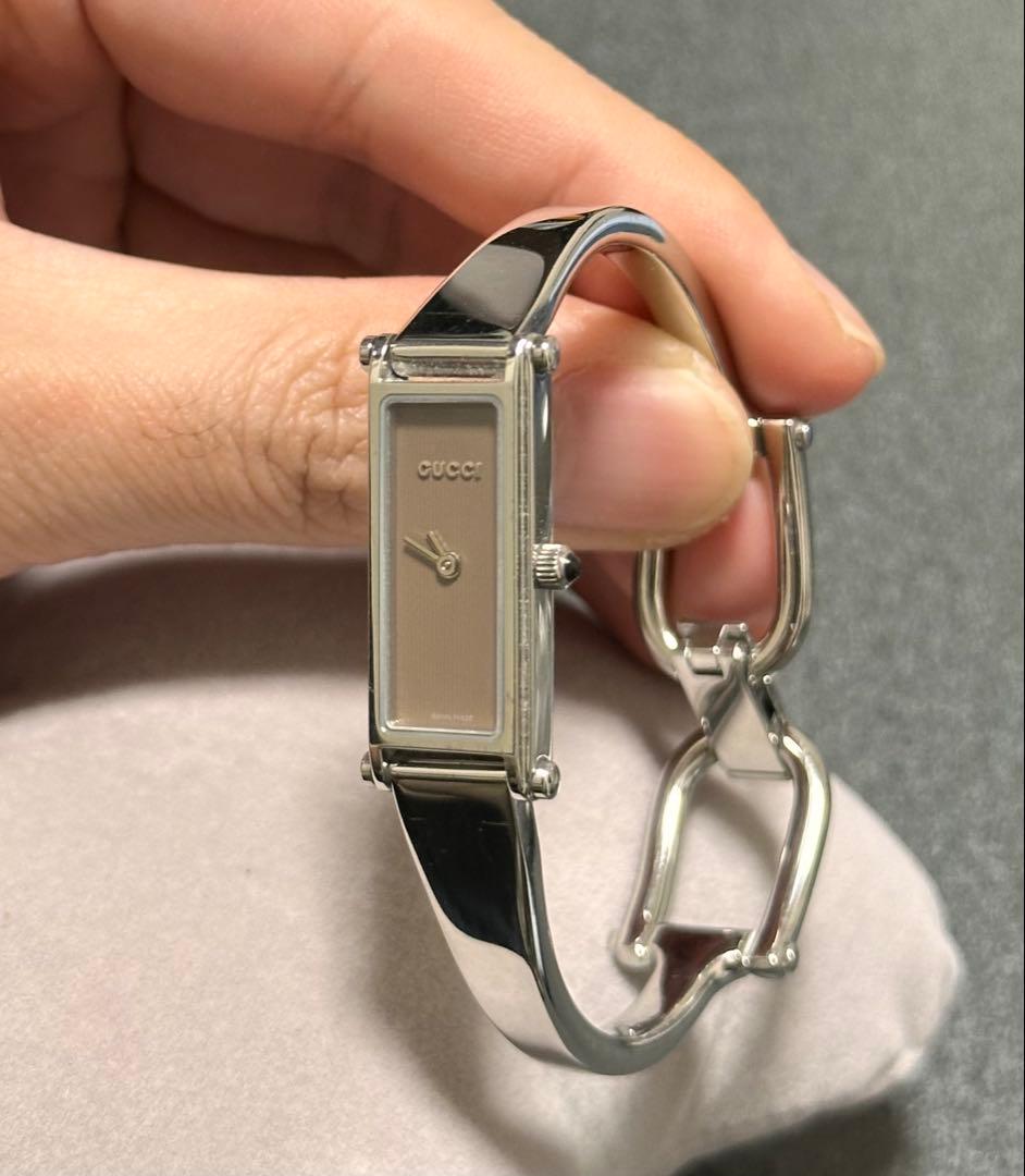 【稼動】 グッチ 腕時計 バングルウォッチ 1500L シルバー ブラウン文字盤