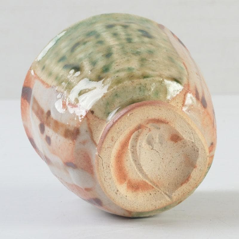 マサオ 煎茶道具　織部焼　煎茶碗　十客　陶印有　時代箱　V　9322