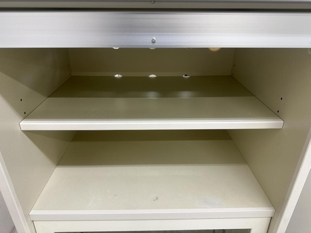 ビーカンパニー 食器棚 レンジボード クルム レトロ ホワイト