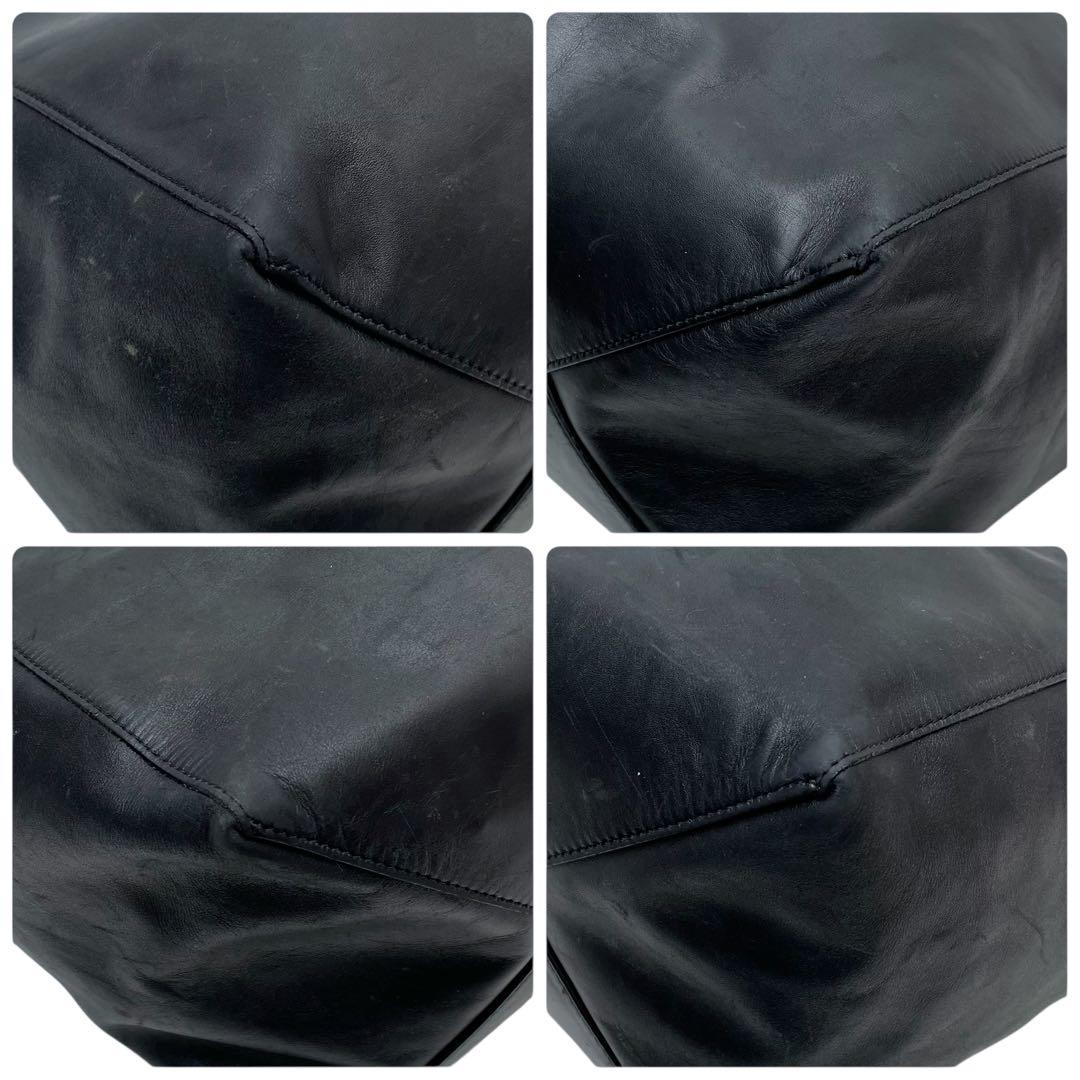 セリーヌ レザー ホリゾンタル カバ ハンド トート バッグ ブラック.