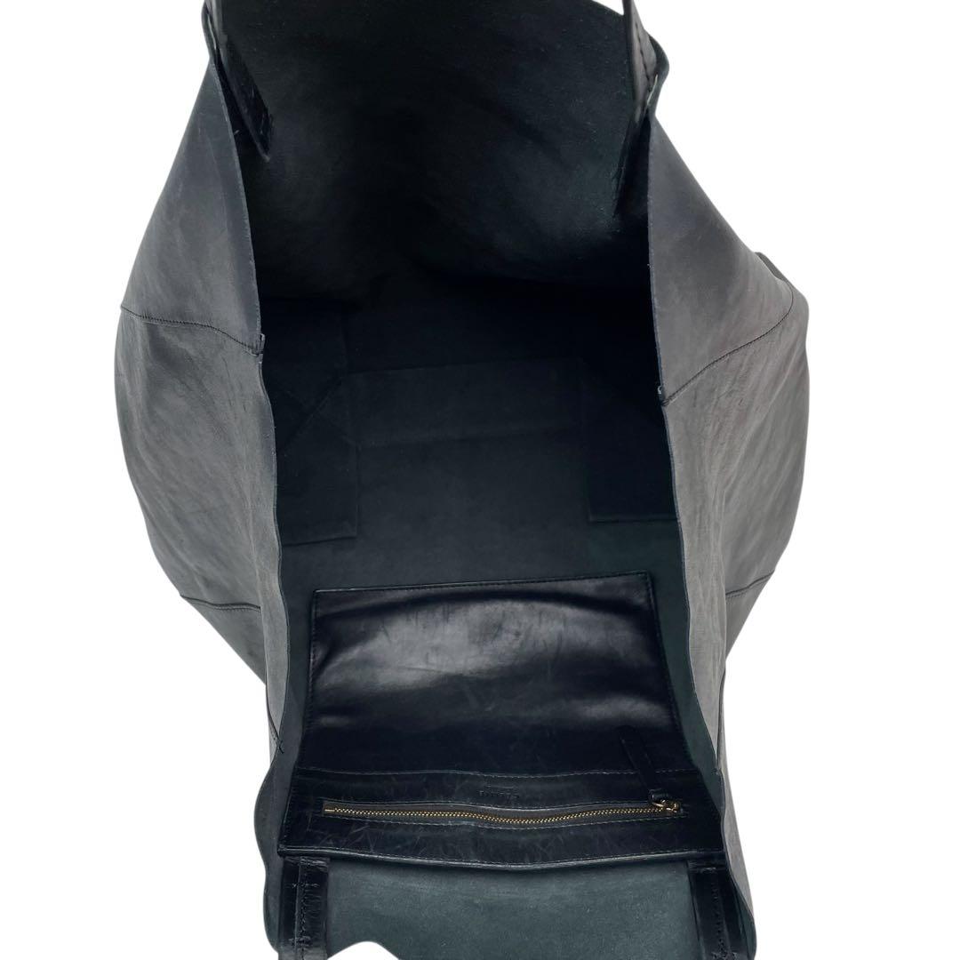 セリーヌ レザー ホリゾンタル カバ ハンド トート バッグ ブラック.