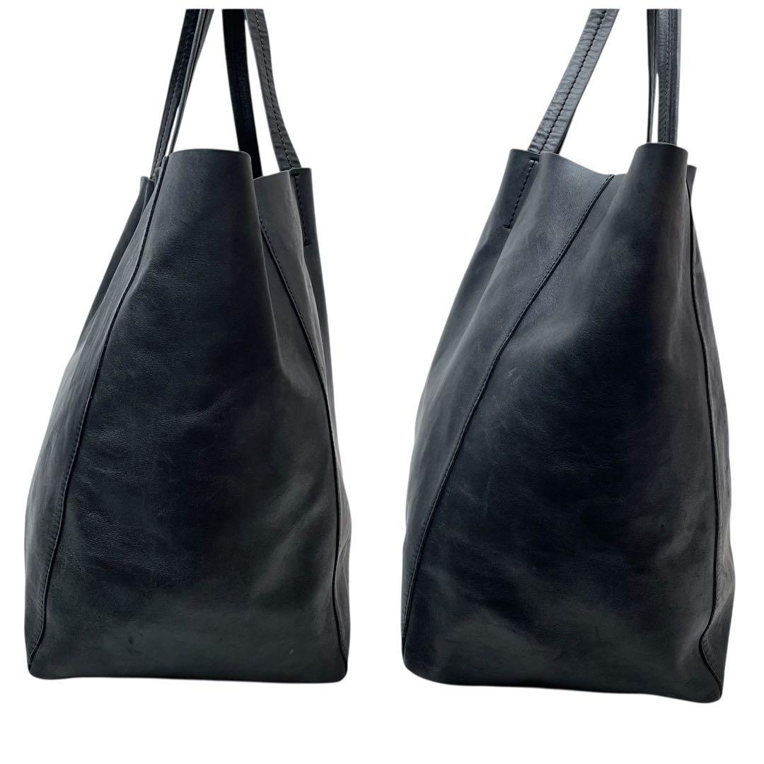 セリーヌ レザー ホリゾンタル カバ ハンド トート バッグ ブラック.