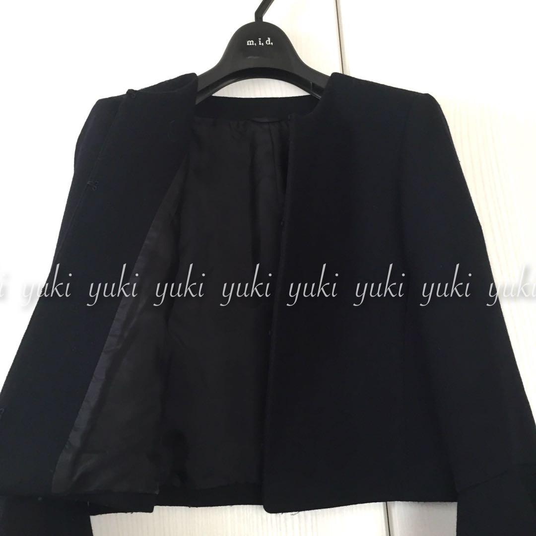 ANAYI ウールジョーゼット ソデフレアジャケット 36 ネイビー