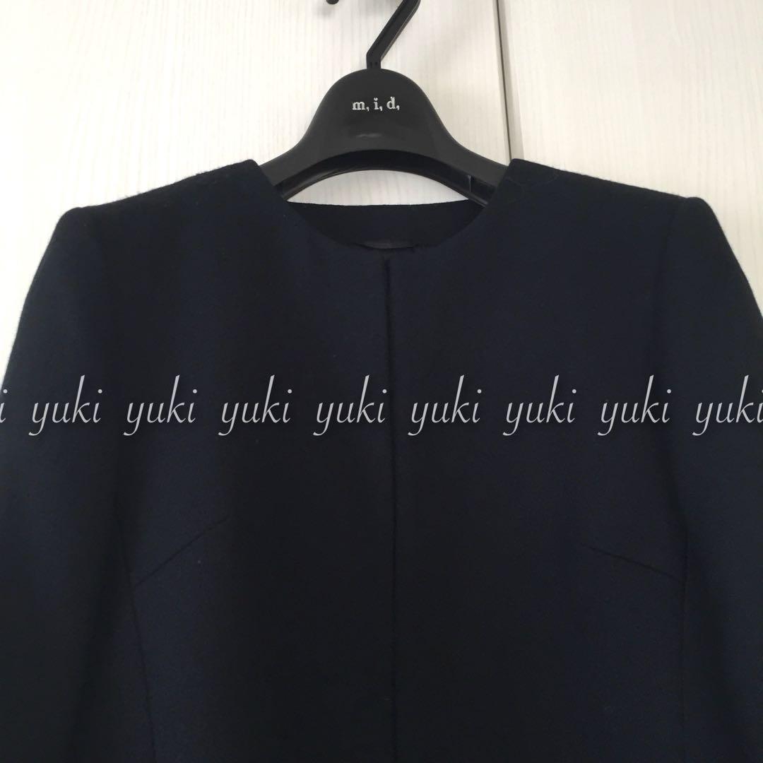 ANAYI ウールジョーゼット ソデフレアジャケット 36 ネイビー