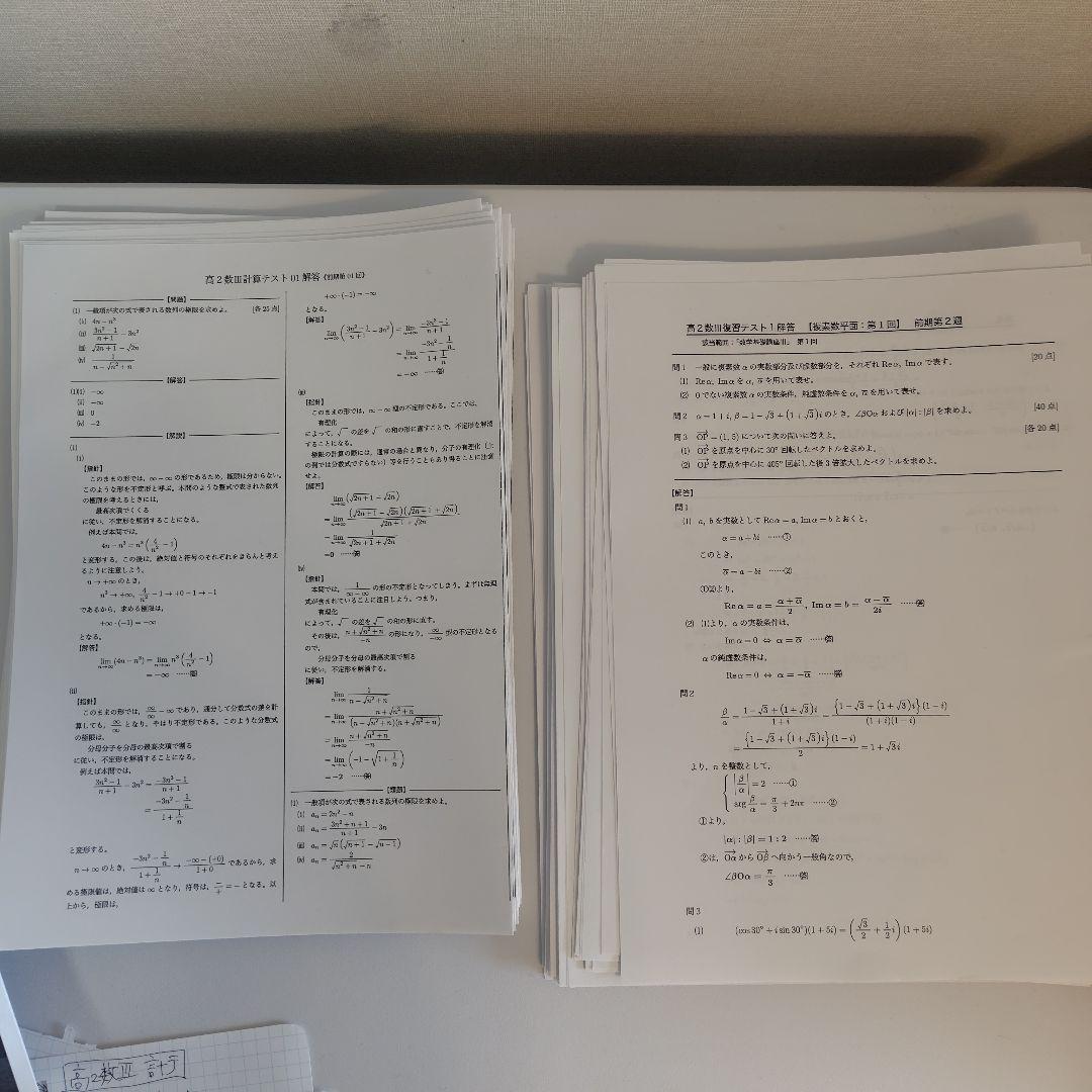 鉄緑会　高2数Ⅲセットテキスト&プリント（数学実践講座Ⅲ問題集のみありません）